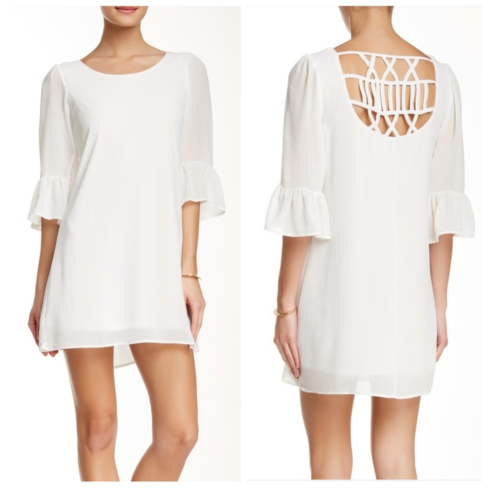 NWOT Want & Need Lattice Back Shift Dress in XS